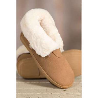 Children′s Sheepskin Shearling-Lined Suede Slipper Booties